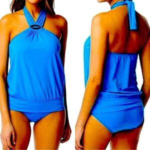 COCO REEF Tankini Swimsuit with Hardware‎ Detail, Color Cobalt, Size 38DD, NWT